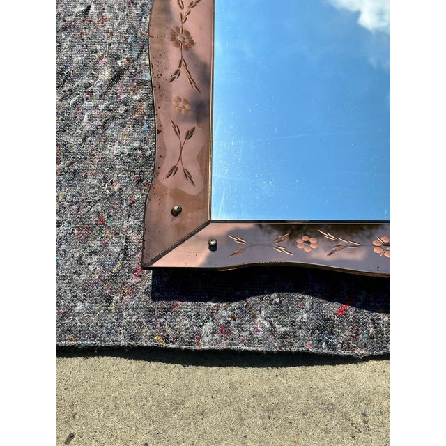 Art Deco Rose Glass Bevelled Venetian Flower Petal Mirror, 1930s For Sale - Image 11 of 18