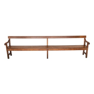 19th Century French Oak Open Arm Bench For Sale