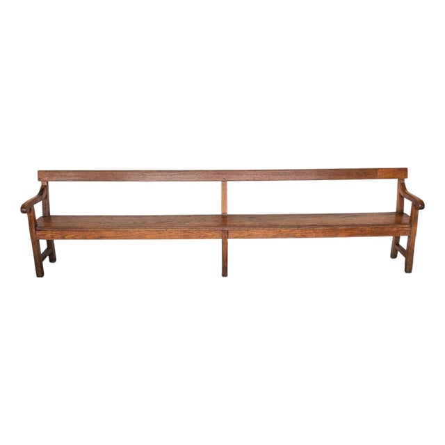 19th Century French Oak Open Arm Bench For Sale