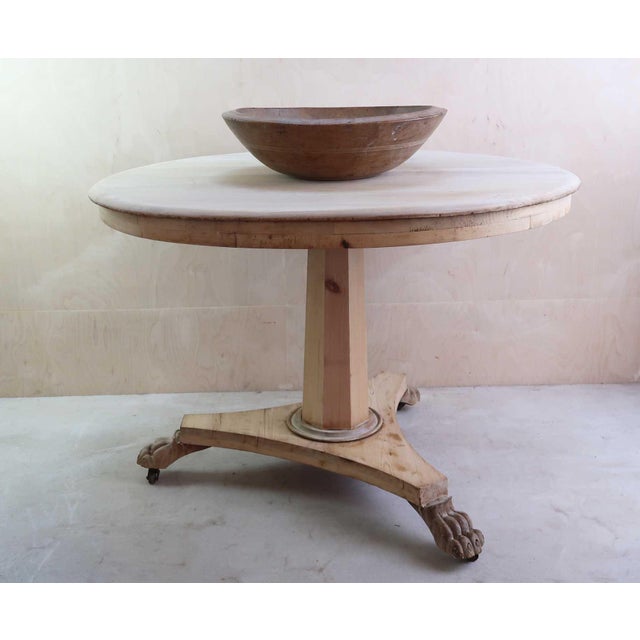 Antique English Palladian Round Bleached Table with Lions Paw Feet, 1835 For Sale - Image 3 of 9