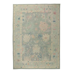 Vintage Light Blue Oushak Rug, 10'00 X 13'10