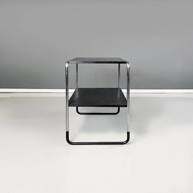 Bauhaus German Black Wood and Steel Coffee Table from Arnold Bauhaus Collection, 1980s For Sale - Image 3 of 14