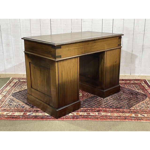 English Desk in Walnut with Oak and Leather Top For Sale - Image 16 of 18
