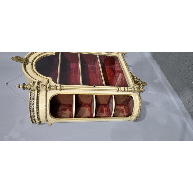 Cream Antique Painted Wall Hanging Vitreen, 1880 For Sale - Image 8 of 17