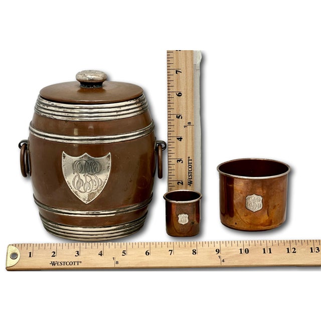 Fine Quality Antique American Solid Bronze and Sterling Silver 3 Piece Tobacco Humidor Smoking Set Circa 1890s For Sale - Image 18 of 18