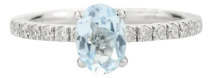 Modern Blue Topaz Diamond Ring Size 6.5 for Mother's Day Gift