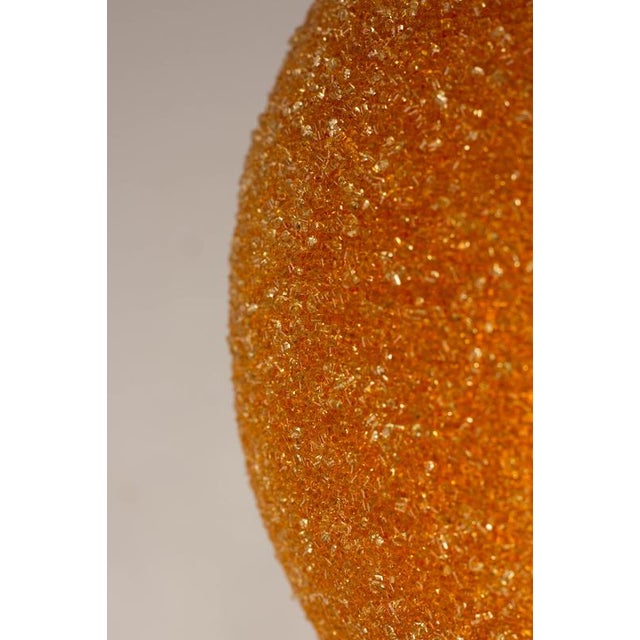Gold French Pendant Light in Textured Orange Acrylic Glass, 1970 For Sale - Image 8 of 9