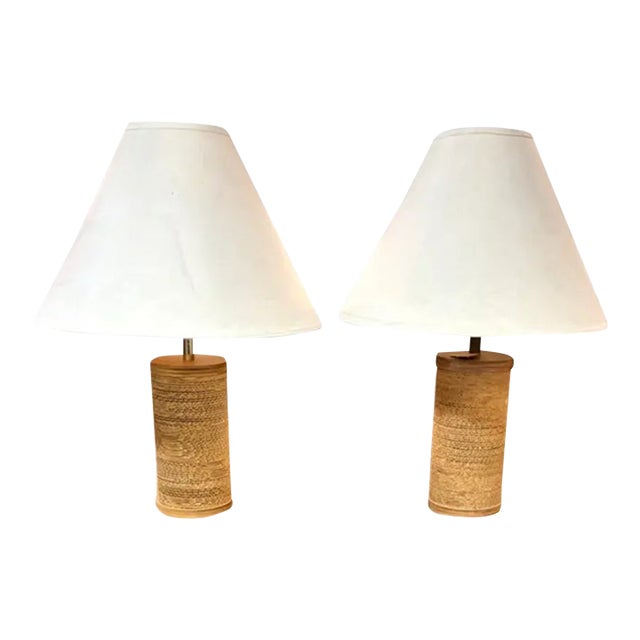 Mid 20th Century Mid Century Modern Gregory Van Pelt Cardboard and Wood Lamps, a Pair For Sale