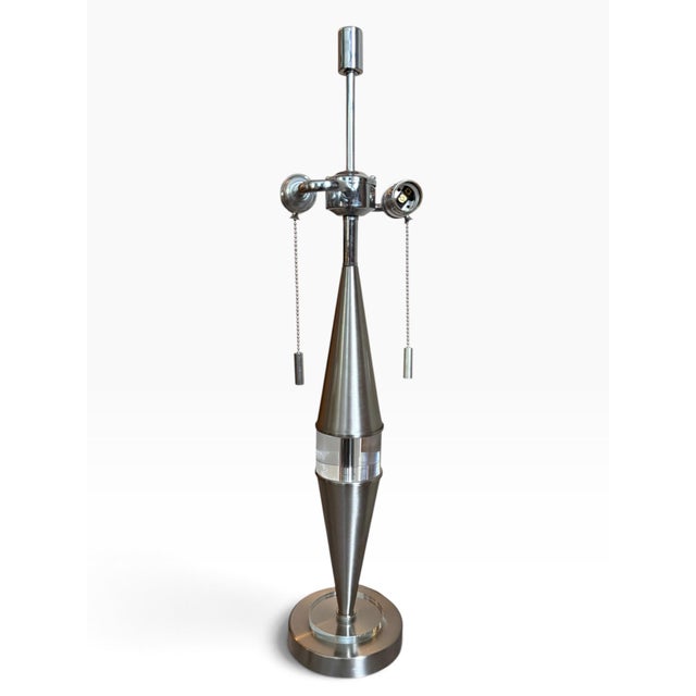 Pacific Coast Lighting Metal & Crystal Column Table Lamp featuring a striking polished-metal column design with a...
