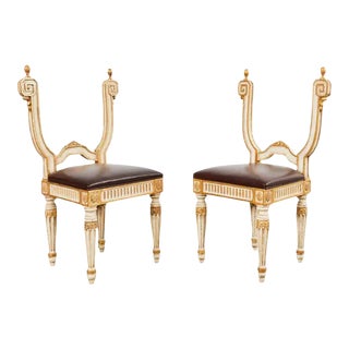 Pair of Italian Neoclassical Style Backless Hall Chairs For Sale