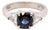 Late 20th Century 18k White Gold Ring With Gia Round Blue Sapphire & Trillion Diamonds - Size 5.5 For Sale