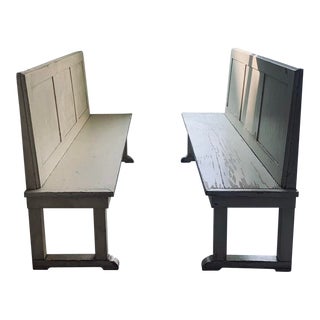 Circa 1900s Solid Wood Benches - Set of 2 Antique For Sale
