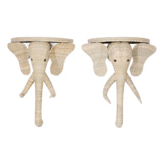 Pair of Wicker Elephant Consoles For Sale