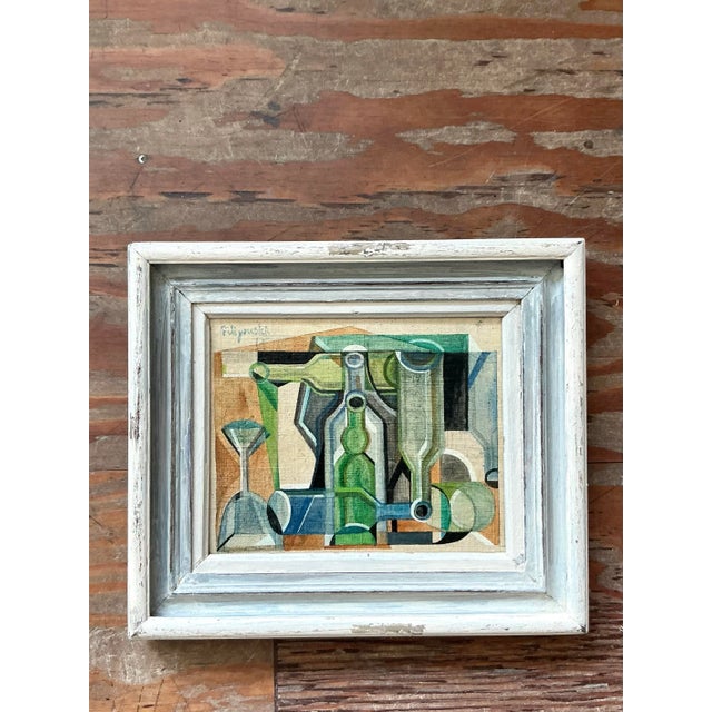 Vintage Boho Original Abstract Oil on Canvas For Sale - Image 10 of 11
