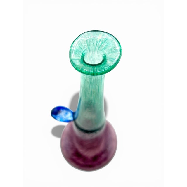1970s 1970s Bertil Vallien Swedish “Windpipe” Purple & Green Art Glass Vase for Kosta Boda For Sale - Image 5 of 7