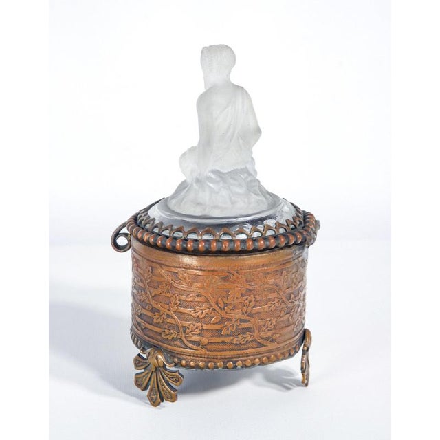 Bronze Box with Glass Faun Sculpture For Sale - Image 5 of 18