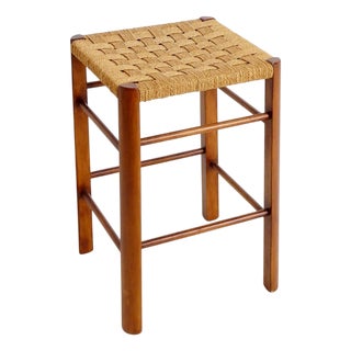 Wooden and Rope Stool, 1960s For Sale