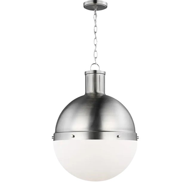 Thomas O'Brien By Visual Comfort Studio Hanks 1-Light Large Pendant in Brushed Nickel For Sale