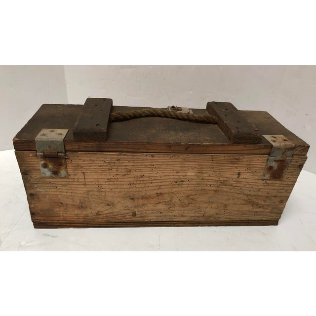 Vintage Handcrafted Wood Ammunition Box For Sale - Image 4 of 8