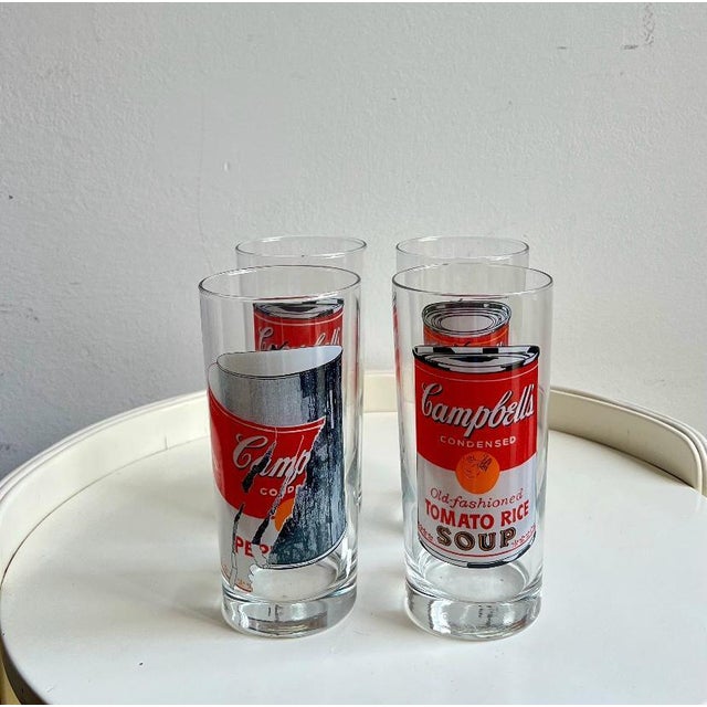 Black Campbells Series Glasses attributed to Andy Warhol Produced for Block, 1990s, Set of 4 For Sale - Image 8 of 9