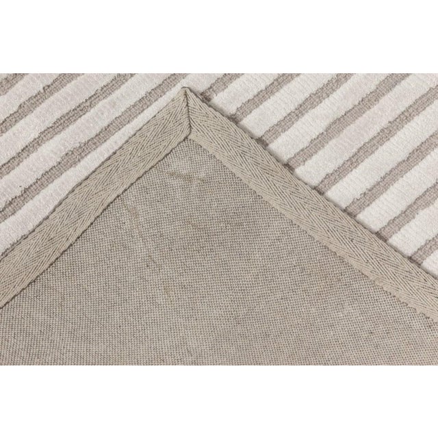Contemporary Striped Beige and Grey Handmade Wool Rug by Doris Leslie Blau For Sale In New York - Image 6 of 6