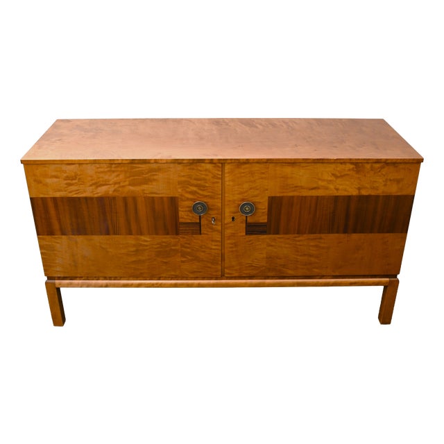 Rare Swedish Grace Flamed Birch and Macassar Sideboard by Svenska Möbelfabrikerna SMF, late 1920s For Sale