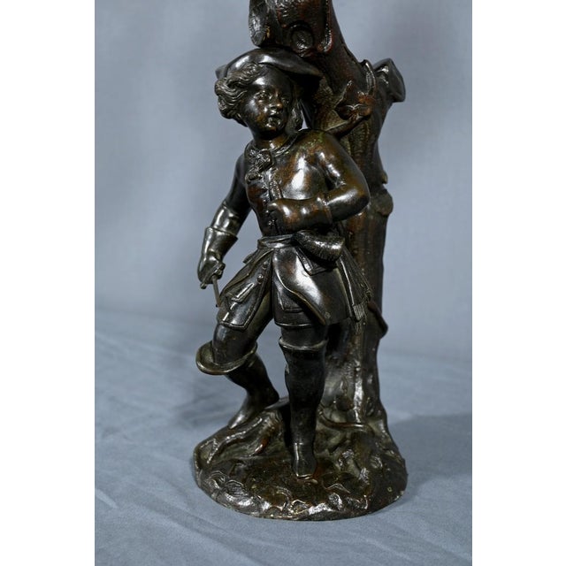 Three-Light Candelabra in Patinated Bronze For Sale - Image 12 of 18