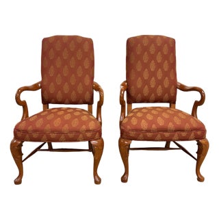 Vintage American of Martinsville Queen Anne Style Gooseneck Arm Chairs - Pair For Sale