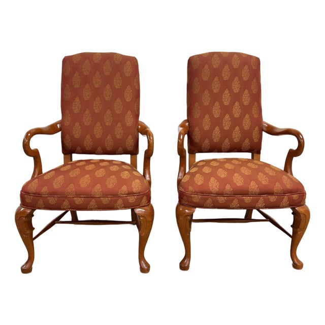 Vintage American of Martinsville Queen Anne Style Gooseneck Arm Chairs - Pair For Sale