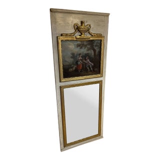 Louis XVI Antique French Original Trumeau Mirror Late 1800's For Sale