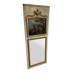 Louis XVI Antique French Original Trumeau Mirror Late 1800's