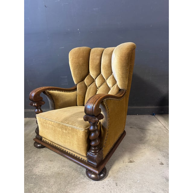 1940’s Danish Art Deco Mohair Lounge Chair. For Sale - Image 4 of 7