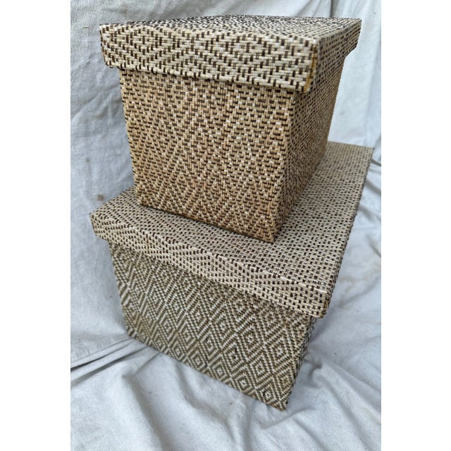 Pair of Woven Straw Nesting Boxes with a diamond design. Perfect for display to hide your goodies. large-14.25in w x...