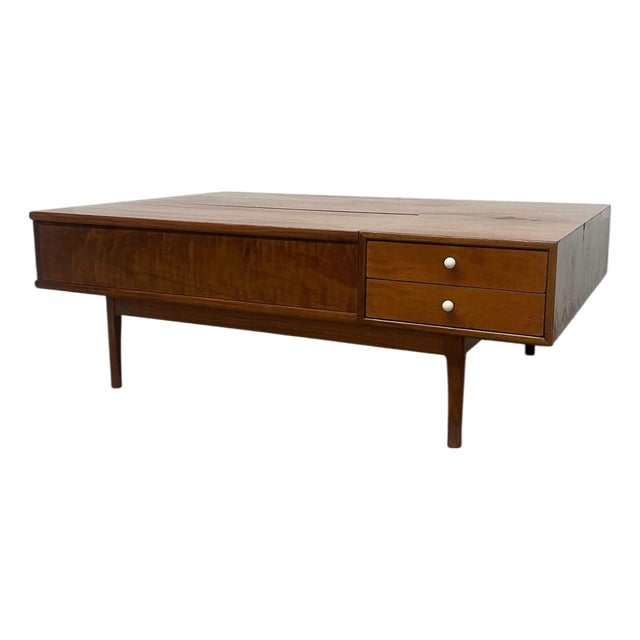 1950s Kipp Stewart for Drexel Declaration Mid Century Modern Coffee Table With Lift-Top and Drawers For Sale