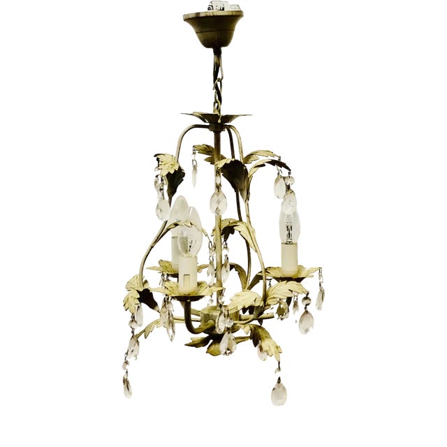 White Toleware Open Basket Ceiling Light, Set of 2 For Sale