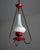 Italian pendant chandelier with three arms, made with red enameled metal , brass and opaline glass . Elegant and modern...