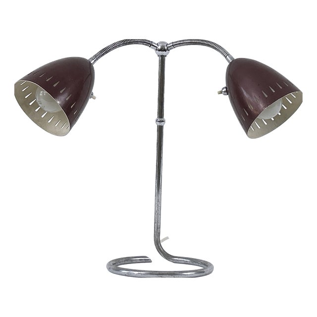 Mid-Century 2-Armed Table Lamp or Desk Light, Germany, 1950s For Sale