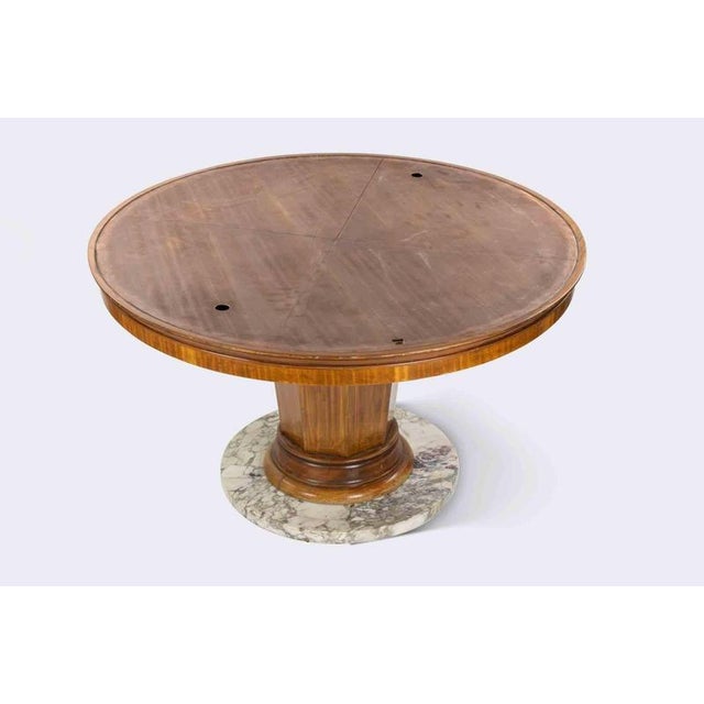 Mid-Century Wooden Table with Marble Base and Glass Top, Mid-20th Century For Sale - Image 5 of 7