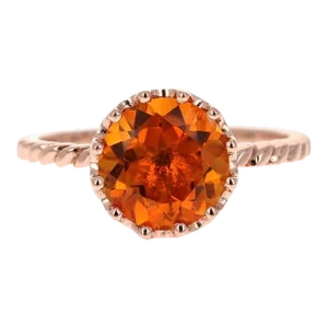 2.15 Ct Citrine Quartz 14 Karat Rose Gold Ring Size 7