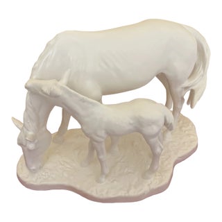 Vintage Goetz Bisque Porcelain Horse and Foal Figurine For Sale