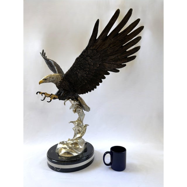 Bronze 1990s Large Bronze Eagle on Marble Base, Signed Arnadia For Sale - Image 8 of 8
