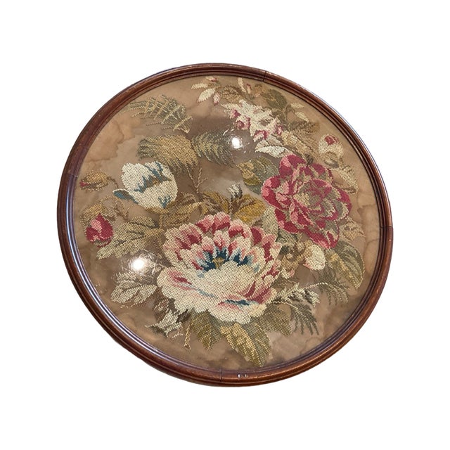 Round Victorian Occasional Table With Floral Needlepoint Top For Sale In Austin - Image 6 of 7