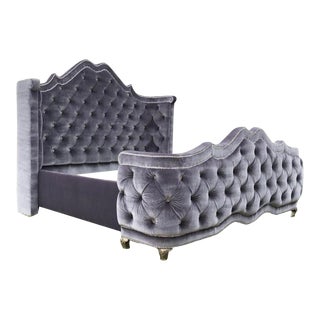 Custom California King French Tufted Bed with Rounded Footboard