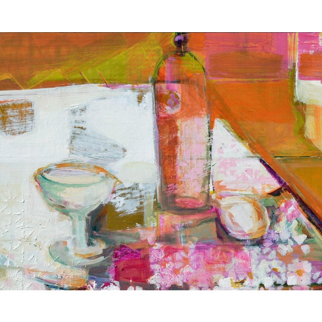 American Mid-Century Modern Abstracted Cubist Table Still-Life in Acrylic on Masonite by E.A.Blake For Sale - Image 3 of 4