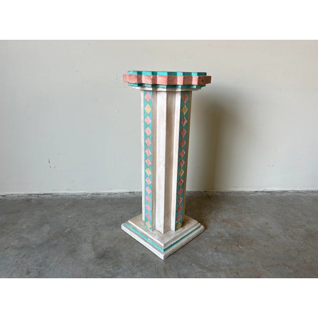 1980's Vintage Southwestern / Postmodern Geometric Pedestal by Austin Prod. For Sale - Image 13 of 13