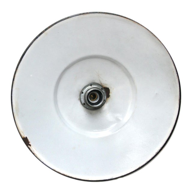 Vintage French Industrial Black Enamel Pendant Lamp, 1950s For Sale - Image 4 of 5