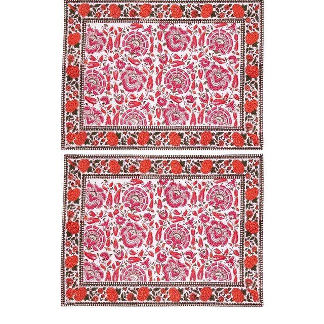 Riyad Placemats Pink & Orange - A Pair For Sale