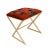Worlds Away Matthew Izzo Home X Side Stool in Red Zebra Fabric and Gold Leaf Base For Sale - Image 4 of 4