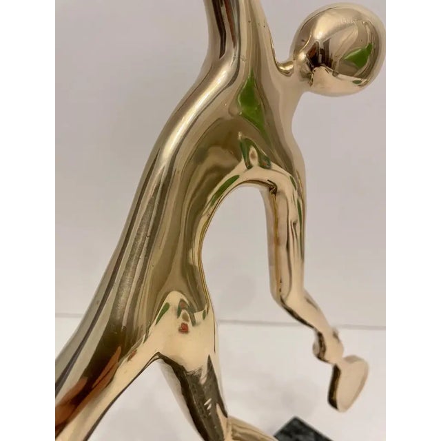Brass Us Open Tennis Player Sculpture in Solid Brass on Marble Base For Sale - Image 8 of 12