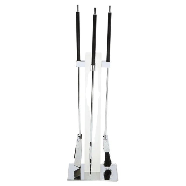 Mid-Century Modern Chrome & Frosted Lucite Fireplace Tool Set by Pace - 4 Pieces For Sale - Image 13 of 13